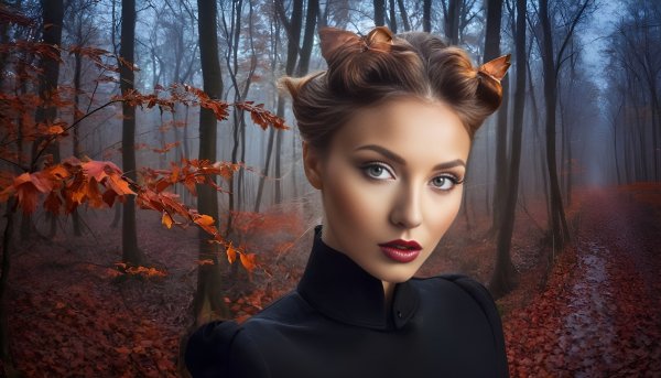 Девушка и осень,обои на рабочий стол.096