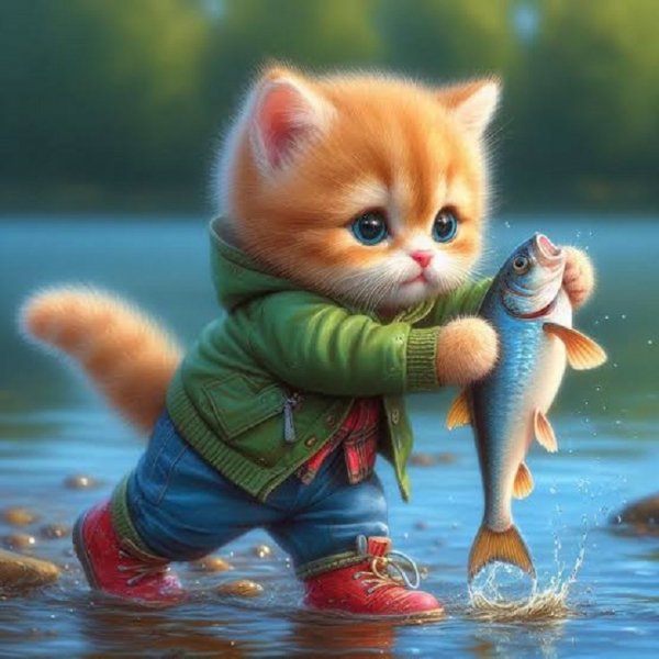 Котёнок и рыбка
