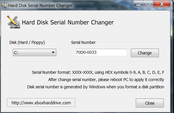 HardDiskSerialNumberChanger