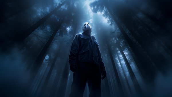 Creepy-masked-killer-dark-forest-jason