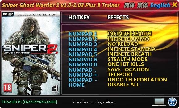 Sniper - Ghost Warrior 2 Трейнер (8)