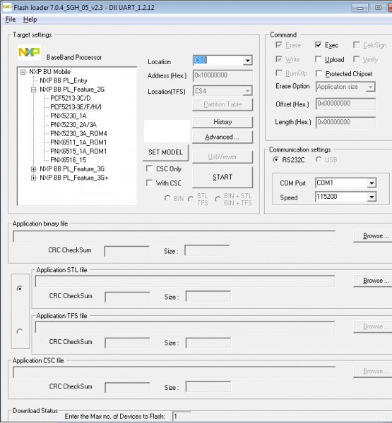 Flash Loader v7.0.4 SGH 05 v2.3 - Dll UART