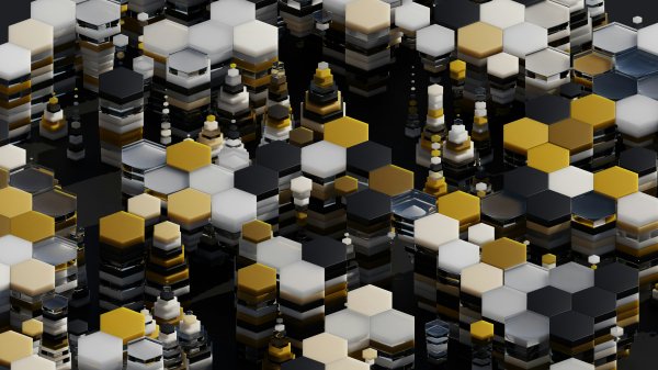 Hexagons-gold-black-geometry-three-dimensional-pattern
