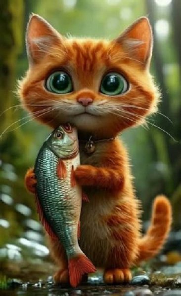 Котёнок и рыбка