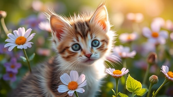 Котёнок,лето,цветы.27