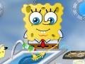 SpongeBob washing dishes