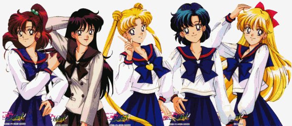 Макото, Рей, Усаги, Ами и Минако