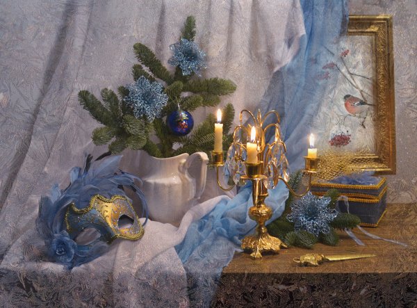 valentina-kolova-natiurmort-vetki-el-maska-tkani-kartina-pra