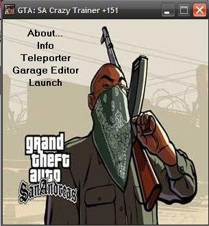 GTA San Andreas crazy trainer 151 v2.0