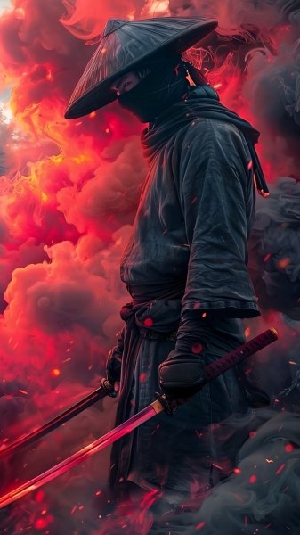 Samurai-and-red-smoke-landskape-111024