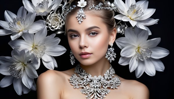 Девушка,цветы,серебро,украшения,фэнтези.01