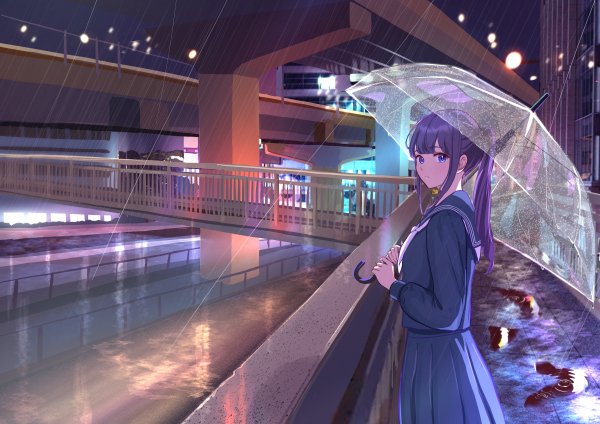 Konachan.com - 376549 building city long hair nap on a cloud