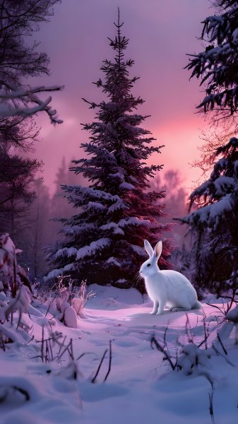 Winter-magic-wallpaper-sunset-and-rabbit-121224