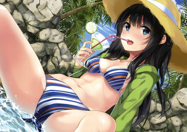 Anime art summer girl