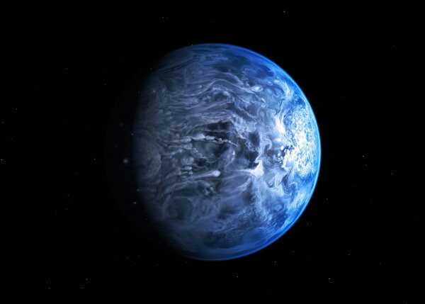 Artists impression of the deep blue planet HD 189733b