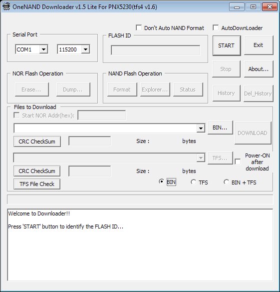 OneNAND Downloader v1.5 Lite For PNX5230(G600)
