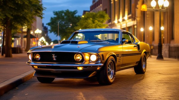 Art-city-muscle-cars-ford-mustang-1969-street-blue-hour-yell