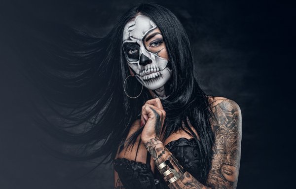day of the dead Makeup Brunette girl Tattoos Hair 518378 1280