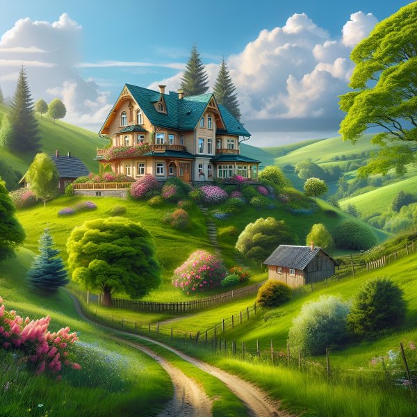 Дом,пастораль,арт,пейзаж.209