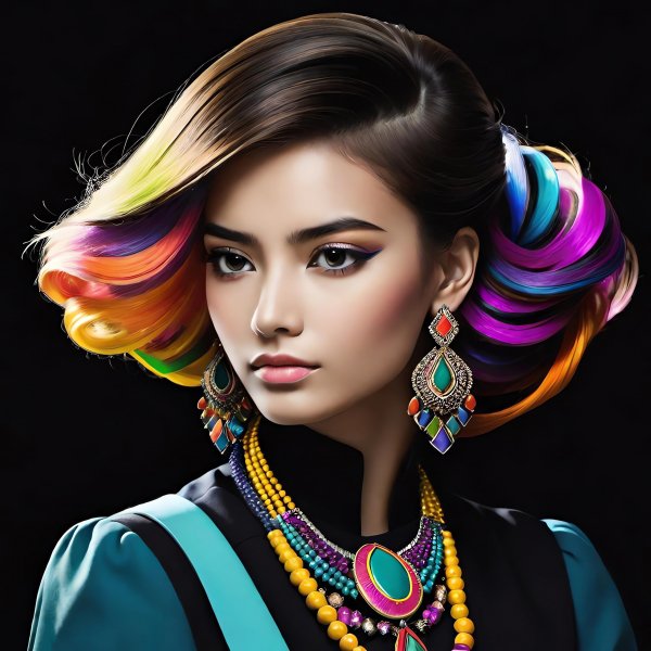 Девушка,арт,украшения,радуга,ярко.44