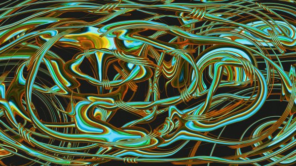 Turquoise-golden-lines-wavy-pattern