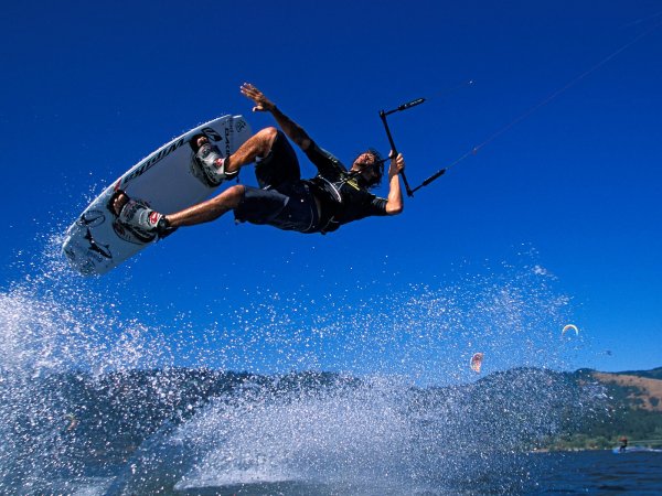 Pro Kiteboarder Mauricio Abreu Catching Air Columbia River