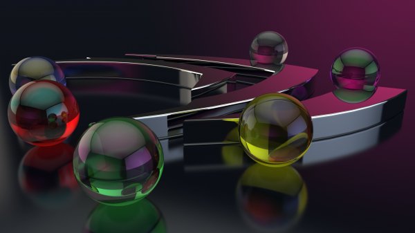 Spheres-green-yellow-metallic-reflection-smooth