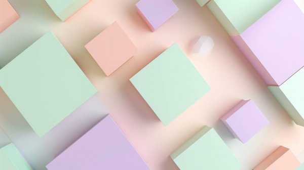 Pastel-colors-geometry-cubes-pink-green-isometric