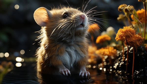Mouse-flowers-orange-water-nature-ears
