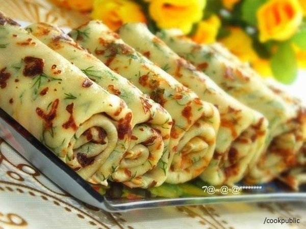 Сырные блины с зеленью
