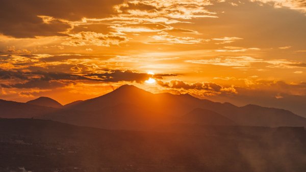 Sunset mountains forest 175256 1920x1080