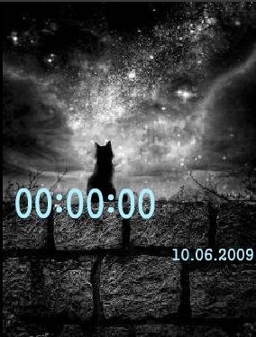 Одинокий кот цифр часы дата