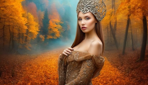 Девушка и осень,обои на рабочий стол.049
