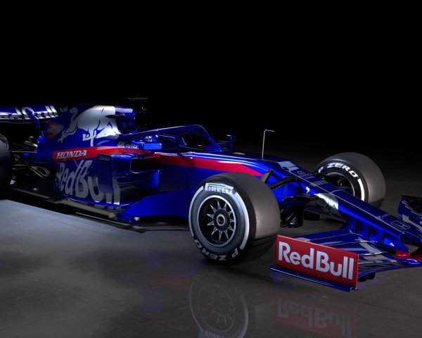 Auto Blue racing car Toro Rosso STR14 2019 year on a blac