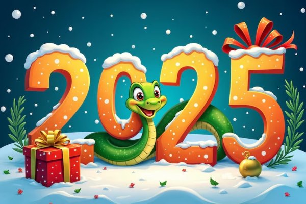 Large-stylized-number-2025-with-red-bow-green-snake