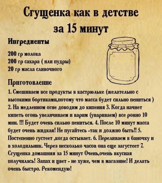 Рецепт сгущёнки