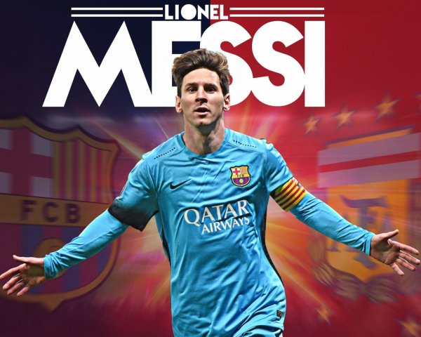 Football player Lionel Messi in blue on the pitch 131765