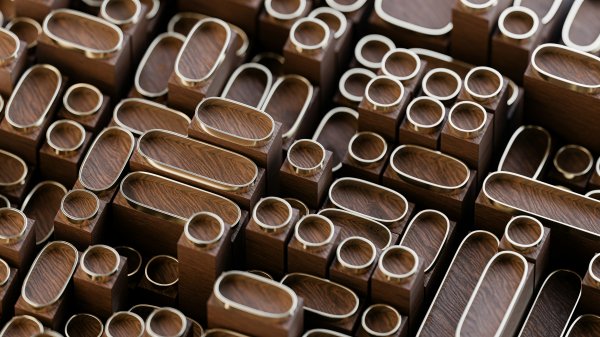 Wood-brown-metal-geometry-pattern