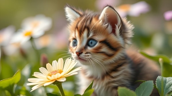 Котёнок,лето,цветы.11
