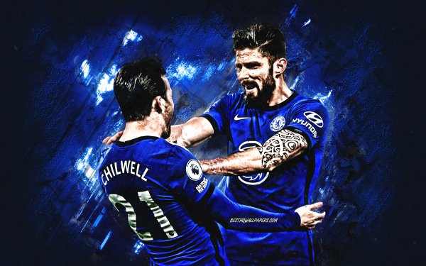 chelsea-fc-olivier-giroud-ben-chilwell-blue-stone-backgroun