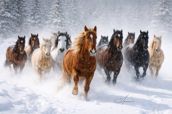 Коні в снігу