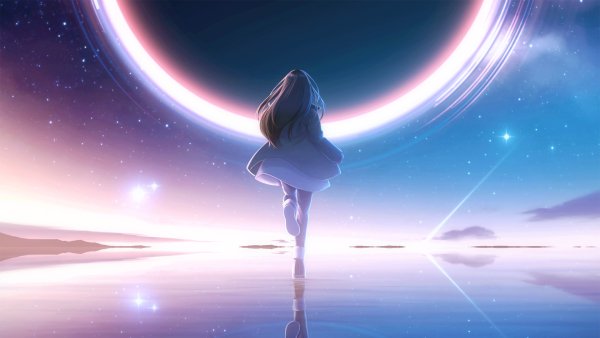anime girl ocean blue starry sky nature hd anime girl-HD