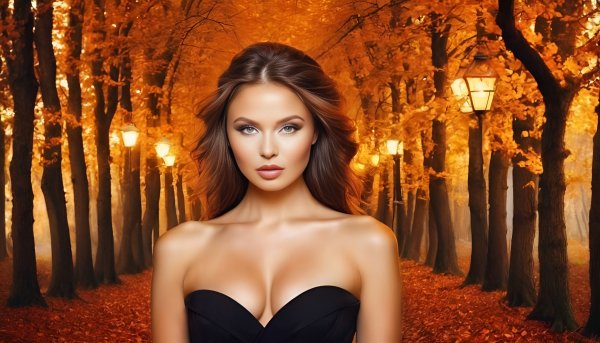 Девушка и осень,обои на рабочий стол.052