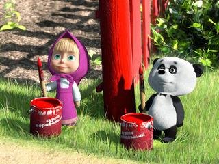 Маша и медведь~Раскраска