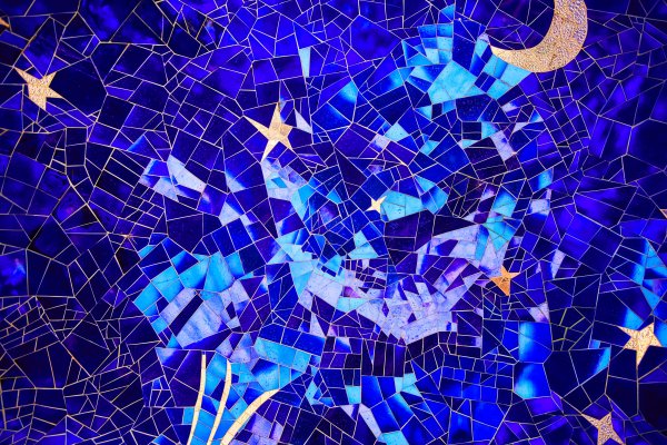 Blue-mosaic-stars-moon-gold-night