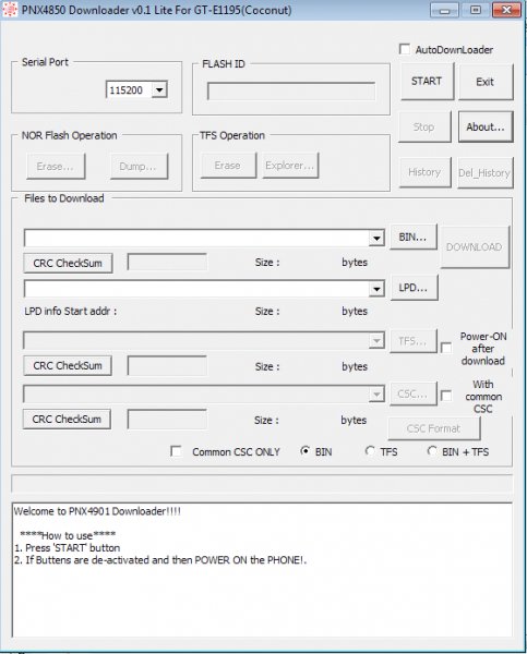 PNX4850 Downloader v0.1 Lite For GT-E1195