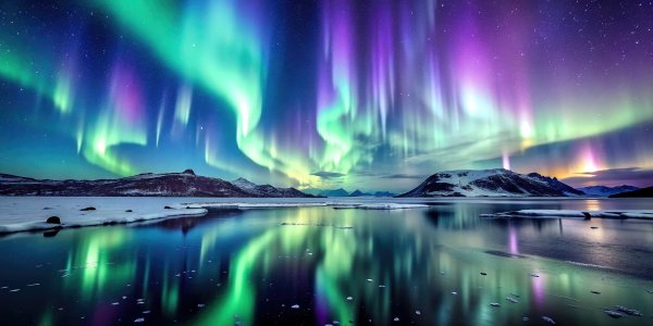 Northern-lights-dancing-frozen-lake