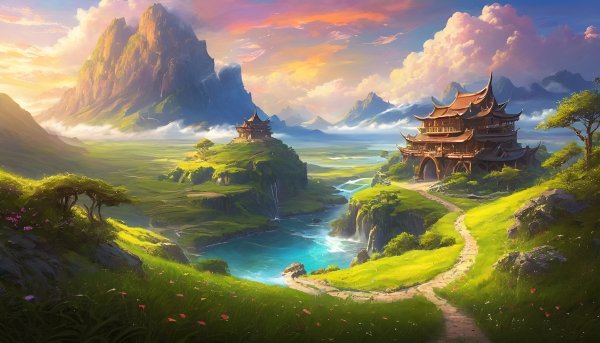 Фэнтези,пейзаж,в азиатском стиле,китай,архитектура04