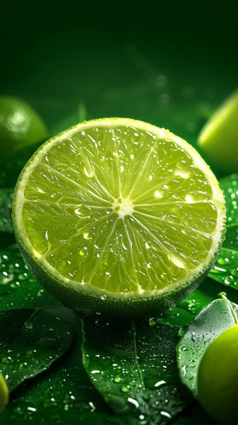 Ai-generated-citrus-allure-fresh-lime-slice-glistens-on