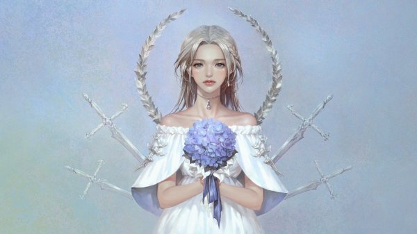 Anime girl with flowers